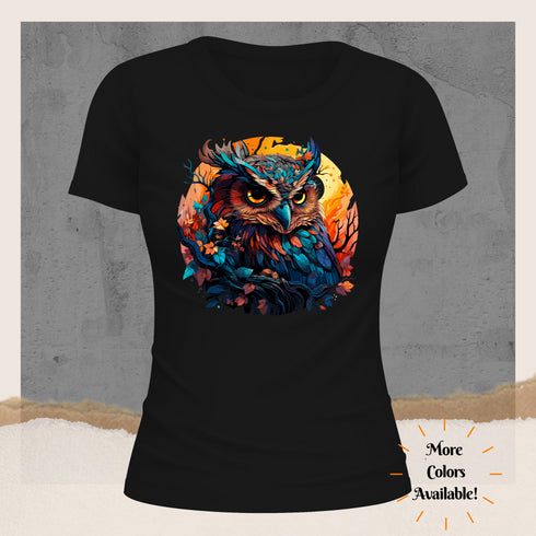 Vibrant Owl Crewneck T-Shirt-Unisex